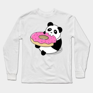 Cute Panda Eating A Donut Long Sleeve T-Shirt